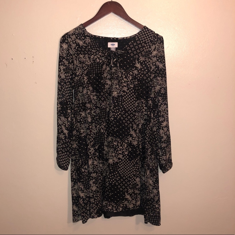 Old Navy New black with creme print dress size XS